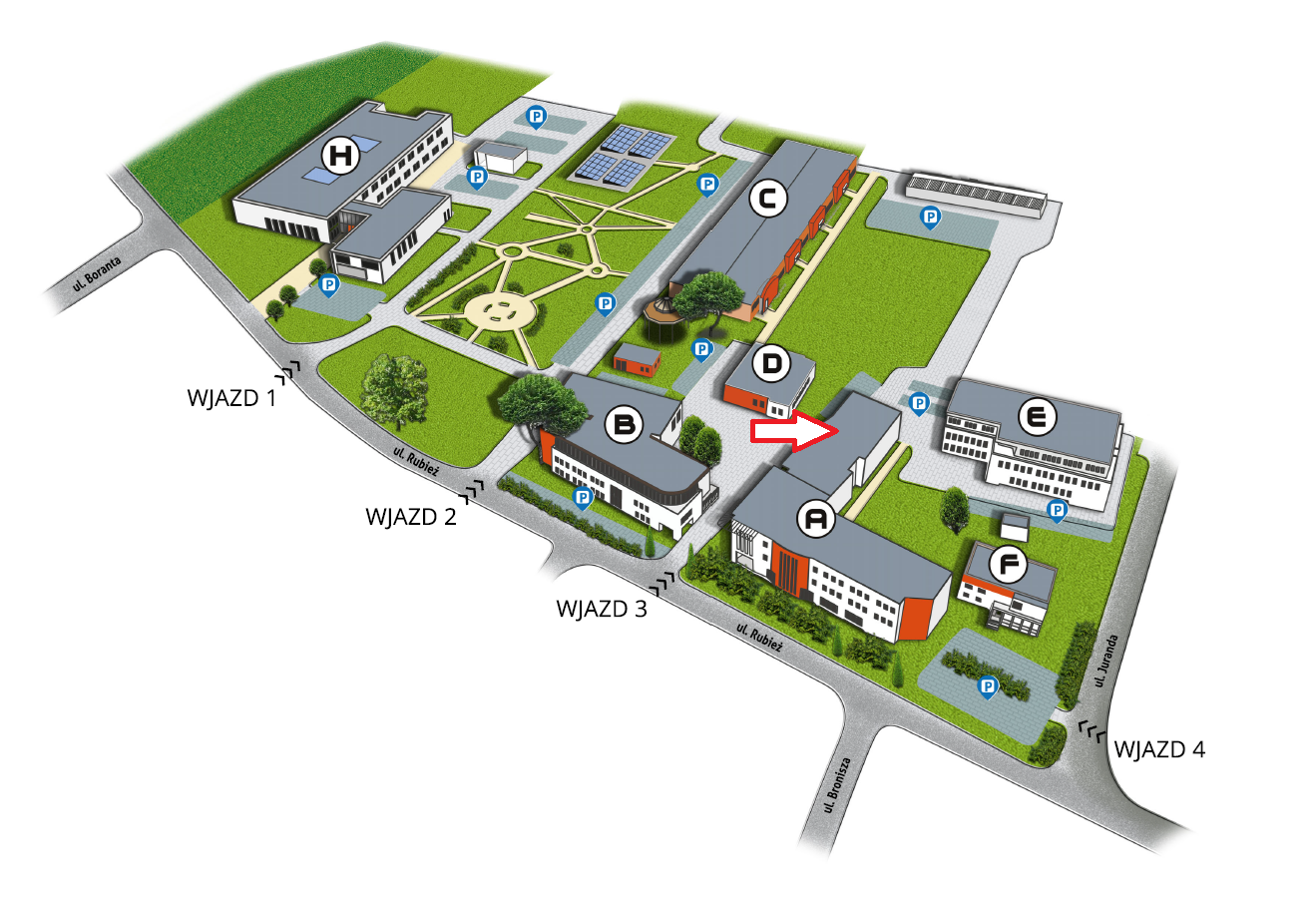 Mapa dojazdu do Poznańskiego Parku Naukowo Technologicznego przy ul. Rubież 46 w Poznaniu